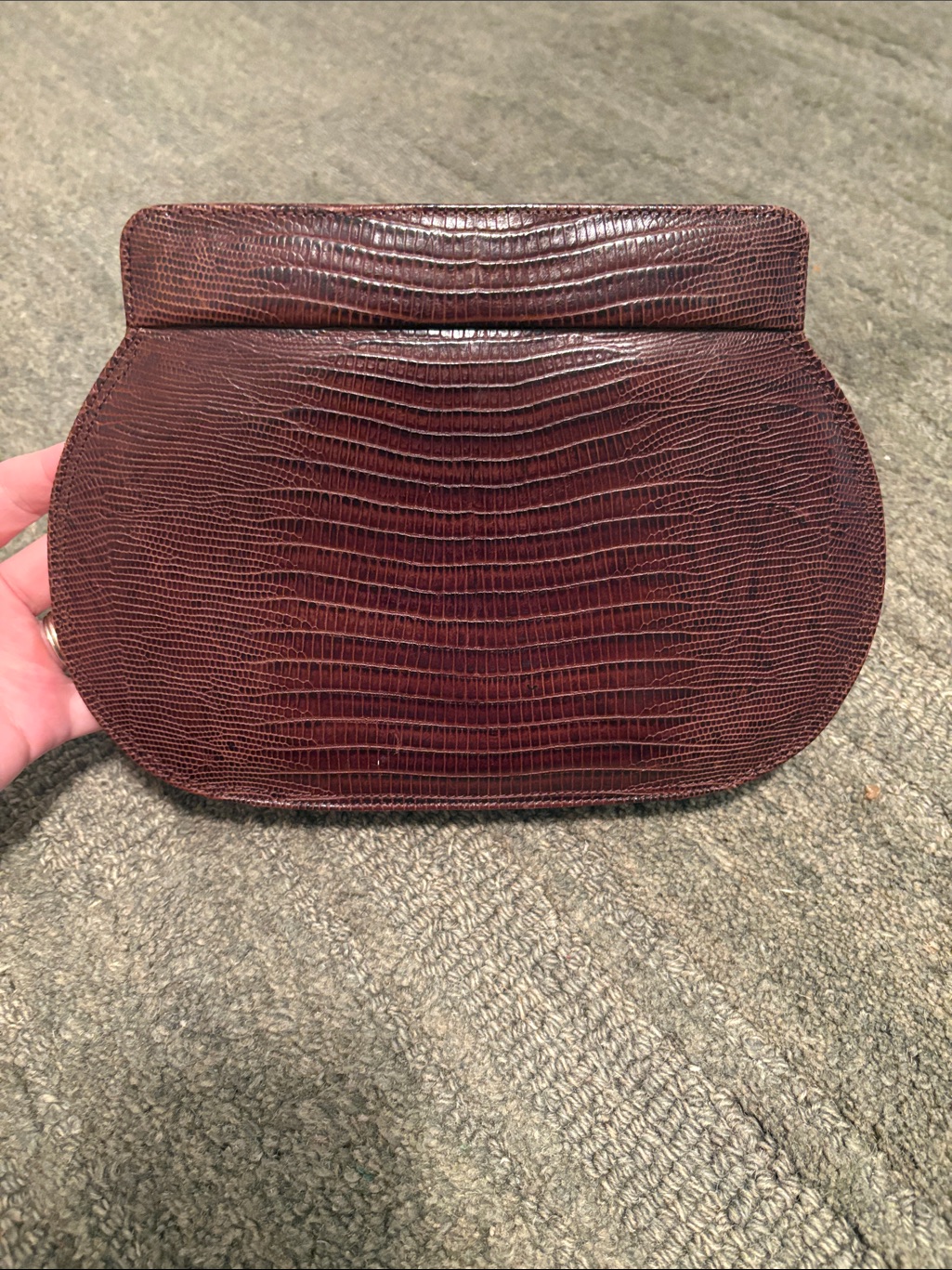 Piero Acutis Genuine Lizard Skin Clutch Vintage Brown Evening Bag